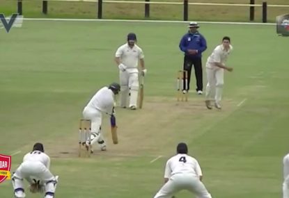 Big quick gets down for a huge caught and bowled