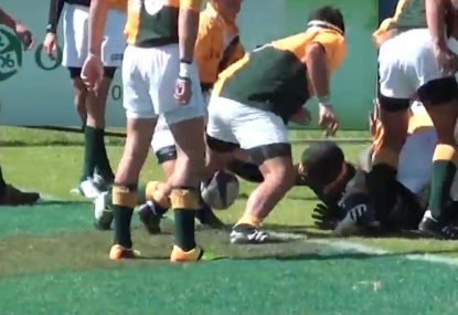 Powerful muscle-over try controversially denied in junior rugby final