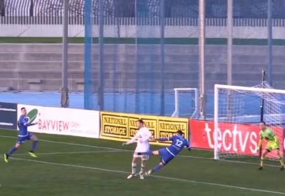 Jawdropping leaping volley sinks pearler of a goal