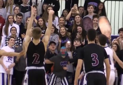 Bizarre scenes as masked fan taunts player at the free throw line