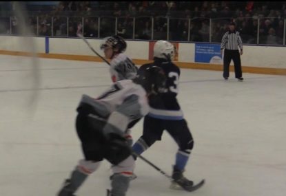 Wild hockey stick SMACKS defender in the chops before punishing him further