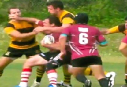 GIGANTICALLY TALL second rower gets sent for near-decapitation