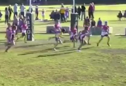 4 defenders can't stop this beast from getting to the line