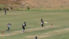 The bat goes flying in unusual caught-and-bowled situation