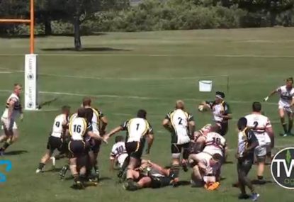 Pint-sized scrumhalf muscles his way over off Number 8's pop