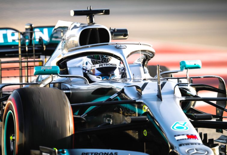 Valtteri Bottas takes to the track in his Mercedes for 2019 preseason testing.