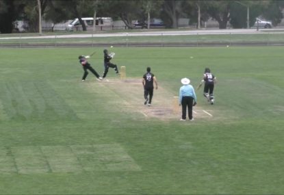 Batsman nearly takes a tumble trying to pull off scoop shot
