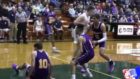 Player ends up on his rear end after jamming big dunk
