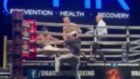 Boxer flattened by savage left hook that leaves him on the canvas