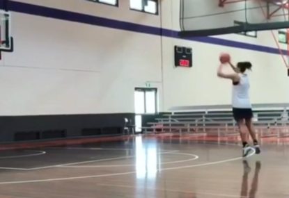 Basketball prodigy goes on a trick shot tear