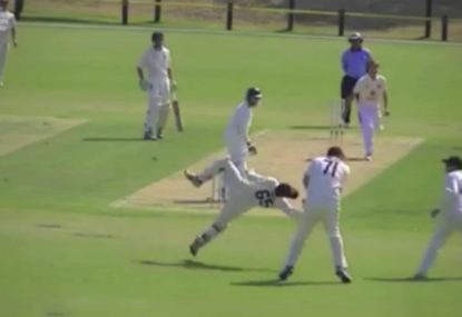 Grade bowler does a Harmison with runaway wide