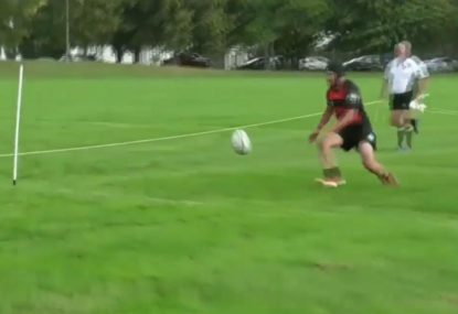 Perfectly weighted kick in behind sets up try in the long grass