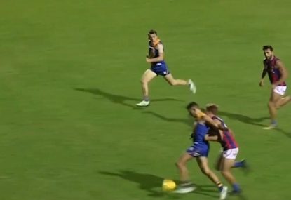 Outrageous grubber goal from deep in the pocket