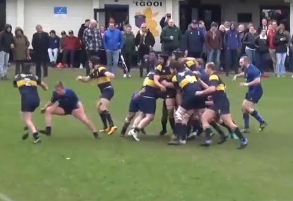 Big hooker barrels over off sneaky lineout set piece
