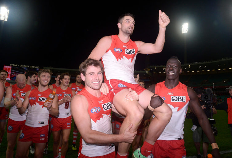Heath Grundy gets chaired off the field