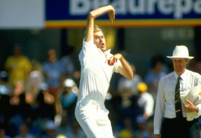 Bruce Reid bowls for Australia