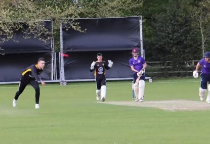 Sharp bowler pings the non-striker miles out of his crease
