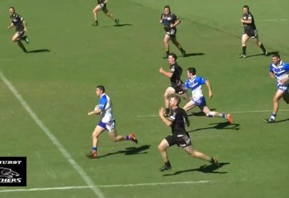 Lucky fullback swoops on opposition chip to set up a speedster special