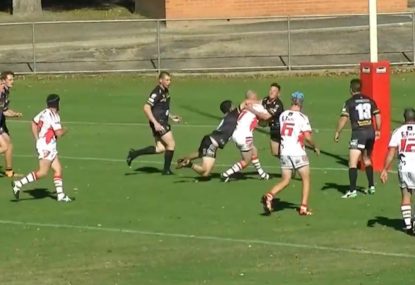 Hard-running halfback overpowers forwards to score well-earned try