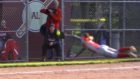 Third base takes flight to reel in extraordinary horizontal catch