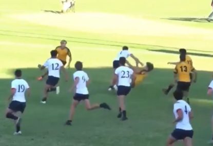 Fearless winger obliterates fly-half with unexpected bone rattler
