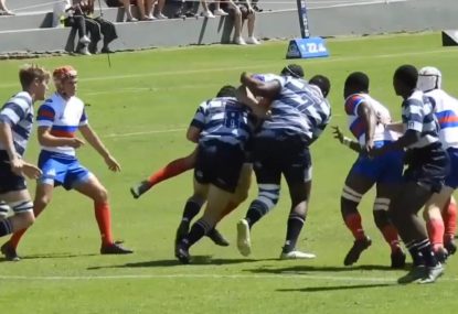 Flanker and Number 8 combine in brutal Slam 'n Drive tackle