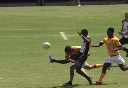 Whiz kid sets up stunning long-range try with a kick for the ages