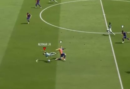 Neymar Jr gets chopped in half in ridiculous FIFA challenge