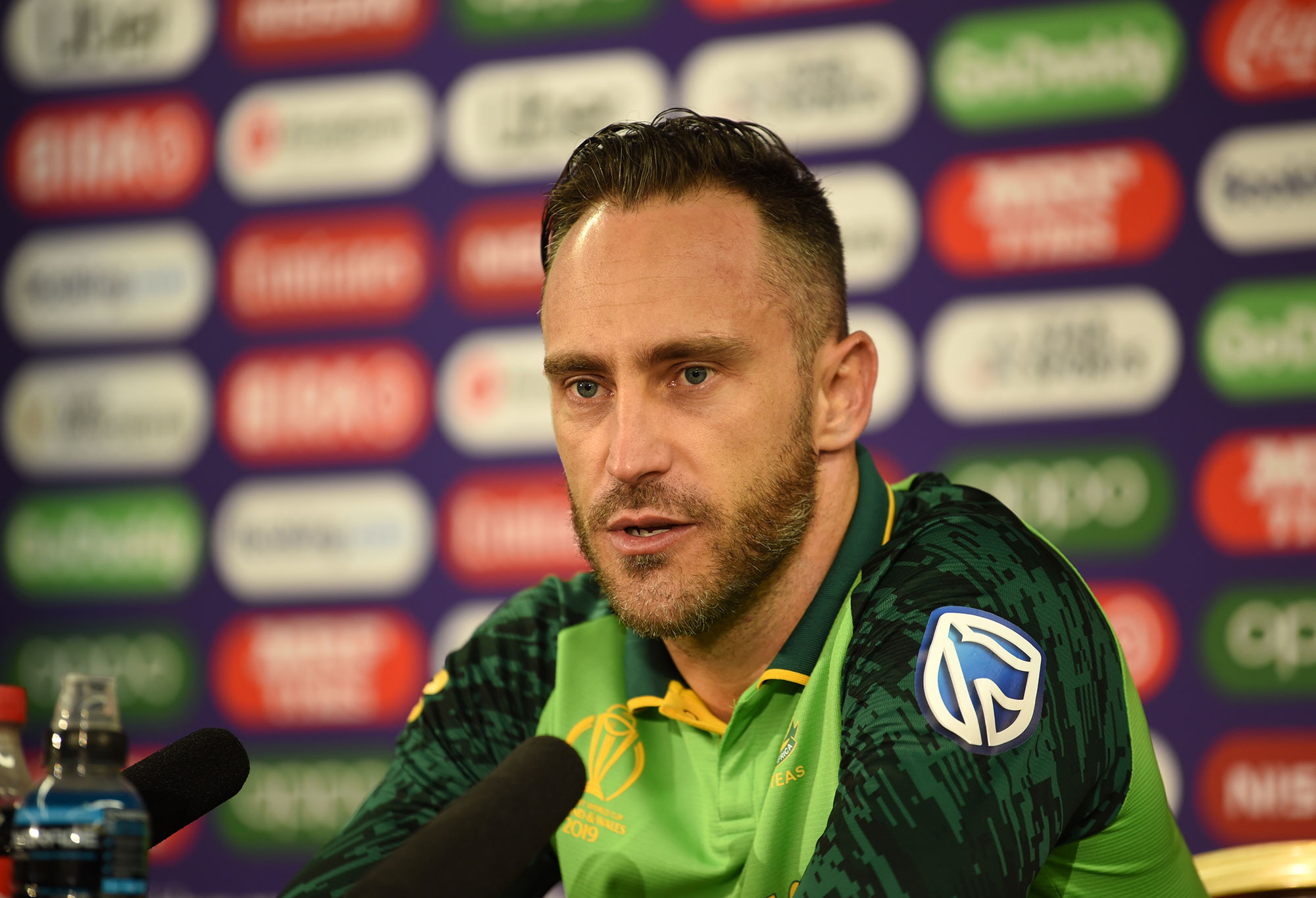 Faf du Plessis habla después del partido de Australia vs Sudáfrica durante la Copa Mundial ICC 2019