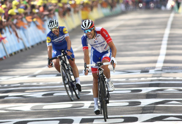 Thibaut Pinot and Julian Alaphilippe at the 2019 Tour de France.