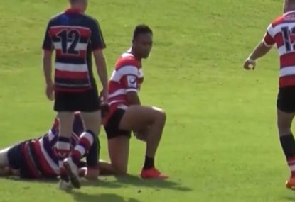 Try-scorer stuns opposition with a genius grounding move