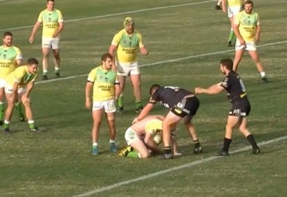 Defender pulls classic bully move on innocent ball-player