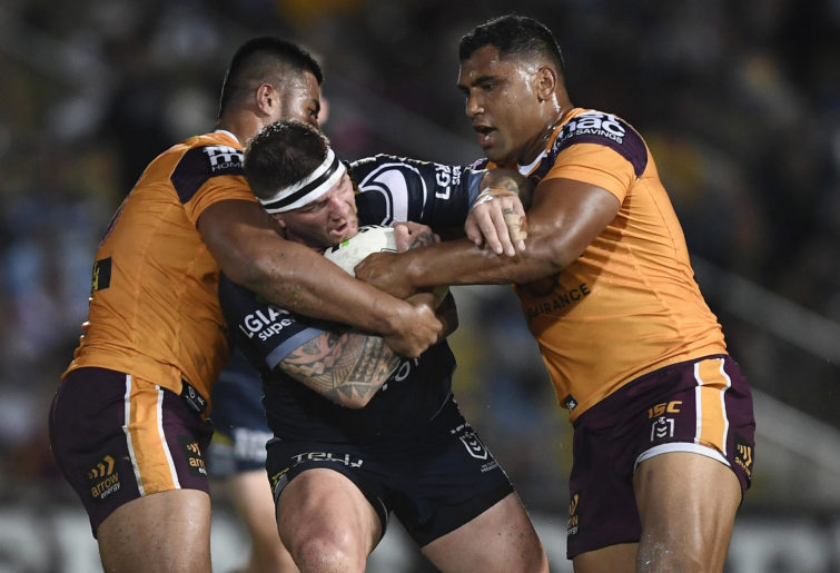 Josh McGuire being tackled.