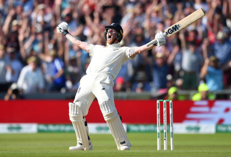 Ben Stokes celebrates winning the third Ashes Test