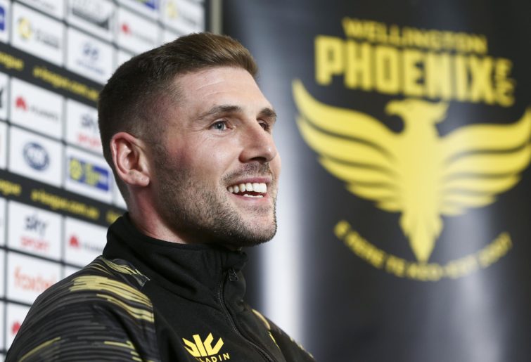 Gary Hooper smiles at a Wellington Phoenix press conference.