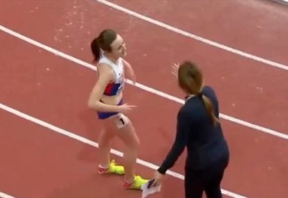 Official's ruthless attempt to stop female athlete celebrating victory