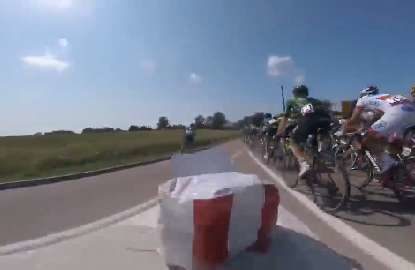 GoPro captures cyclist crashing into a road sign