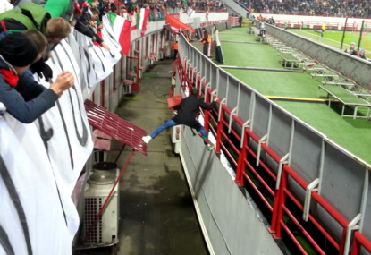 Football fan makes incredible escape to avoid security