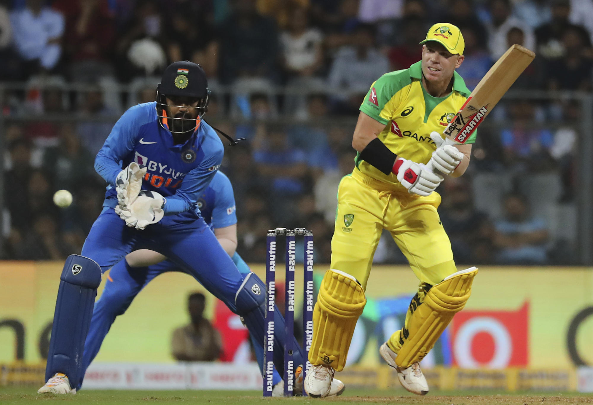 David Warner bats against India