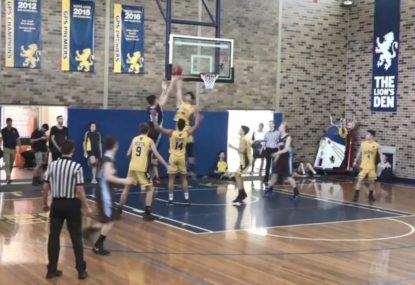 Get that out of here! Player slams blocked shot