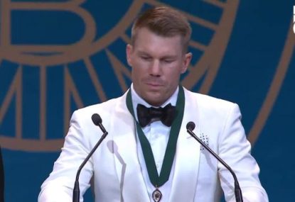 WATCH: David Warner's emotional Allan Border Medal speech