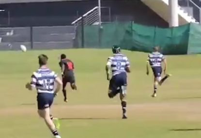 Halfback does it all himself with inch-perfect chip and chase