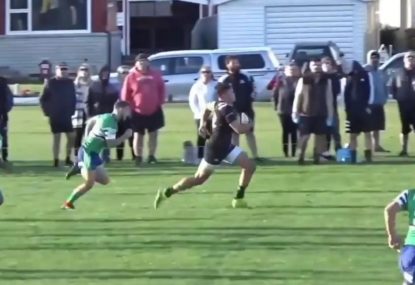 Gigantic centre hop, skips, and powers his way to setting up runaway try