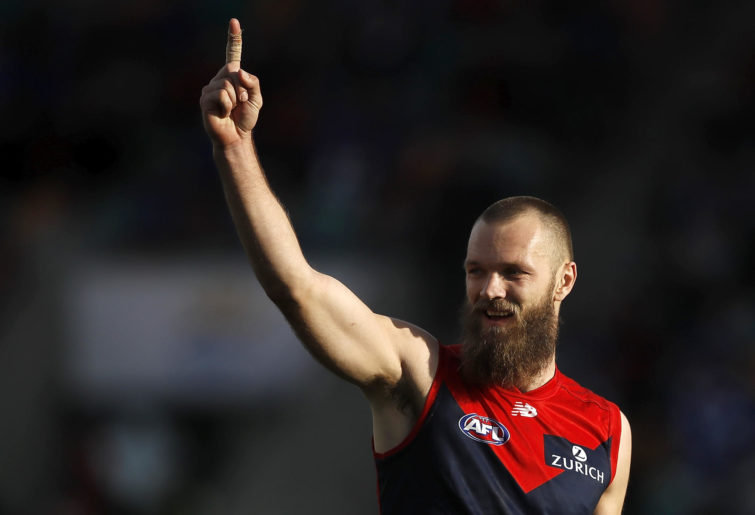 Max Gawn of the Demons celebrates a goal