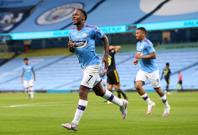 Raheem Sterling of Manchester City celebrates