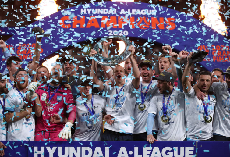 Sydney FC celebrate after they defeated Melbourne City during the 2020 A-League Grand Final