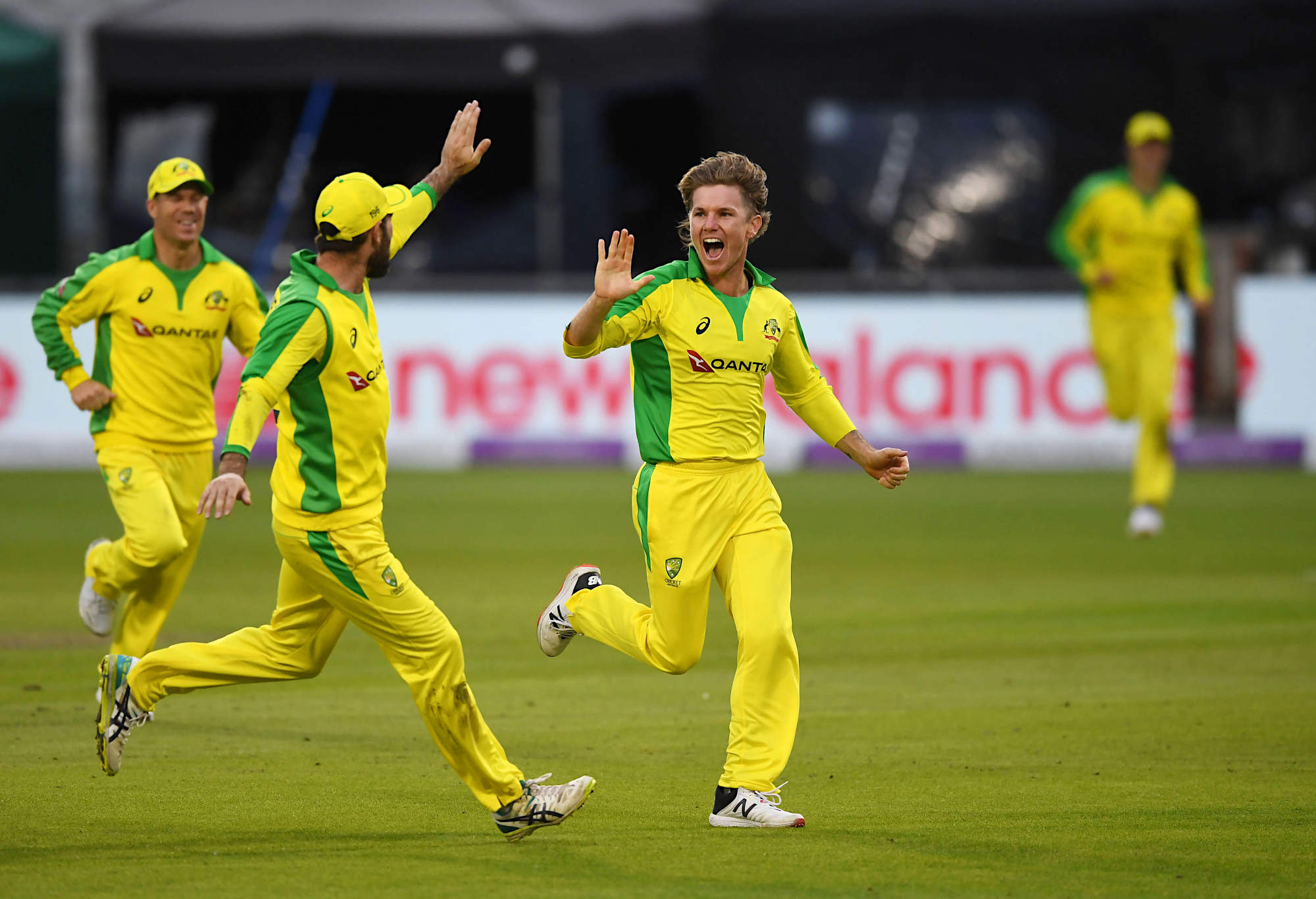 Adam Zampa of Australia celebrates a wicket
