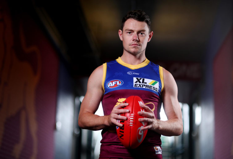 Lachie Neale poses during the Brisbane Lions AFL team photo day