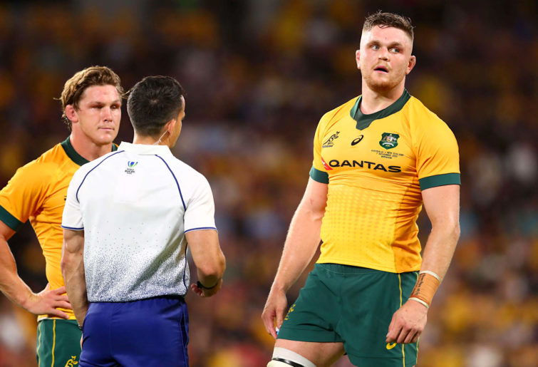 Lachlan Swinton of the Wallabies is sent off