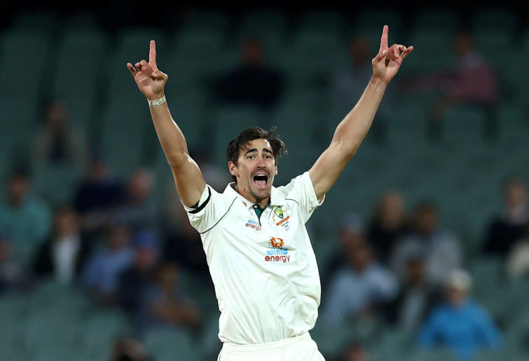 Mitchell Starc of Australia appeals for a wicket